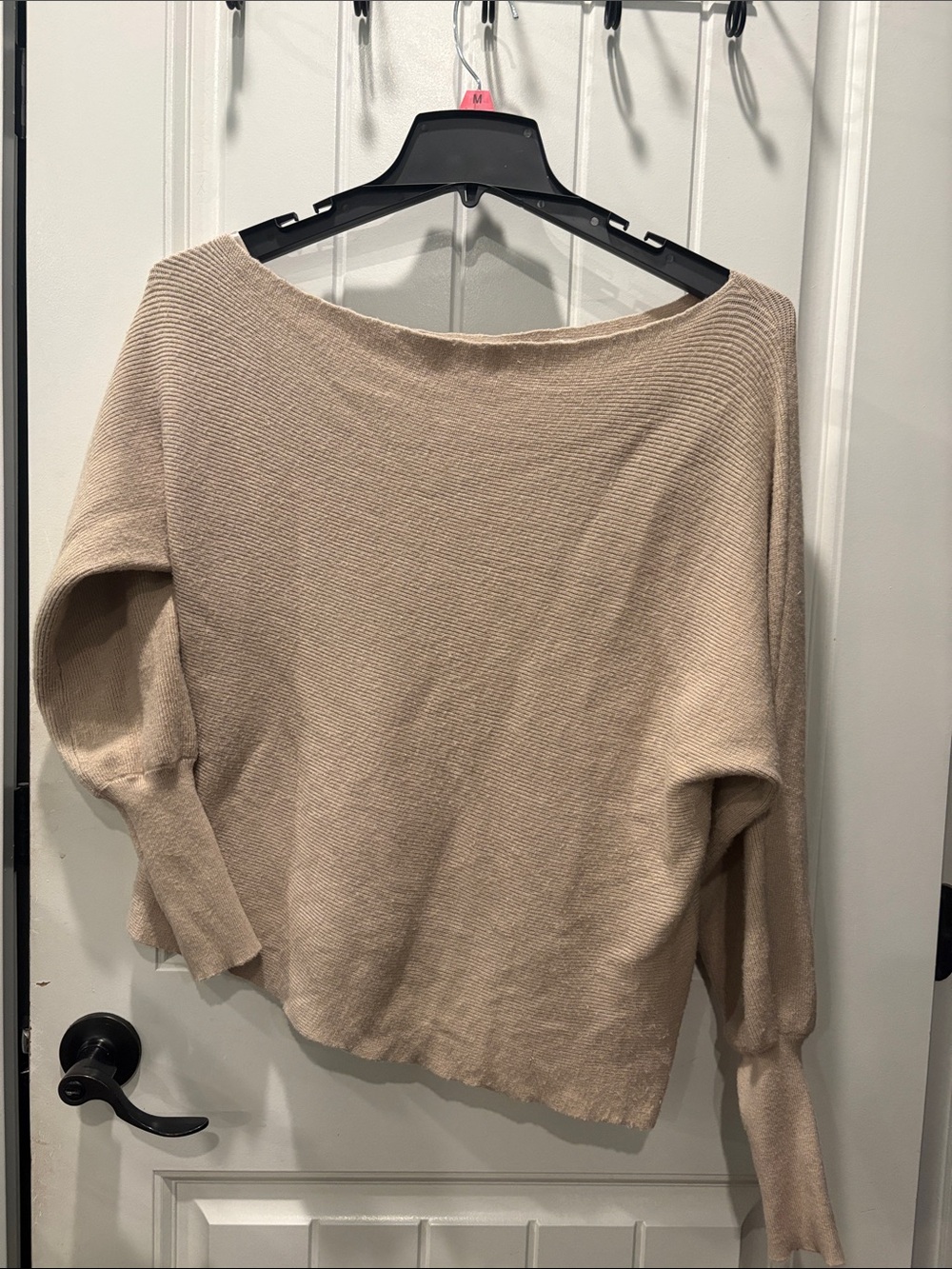 Cato Women's Off-the-Shoulder Sweater in Beige Taupe